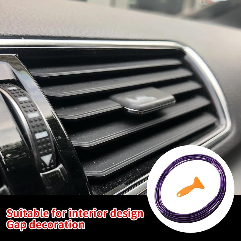 Jitrendo 33 Ft Car Interior Moulding Trim Strips Universal Auto Gap Fillers Including Installing Tool Car Electroplating Decoration Styling Door Dashboard Flexible Strip (Purple) - Image 3